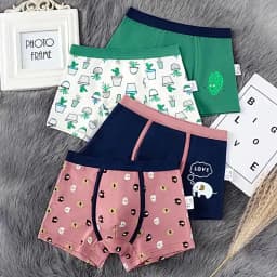4-Pack Boy Boxer Brief High Quality Cotton Breathable Children Boxers Dinosaur Plaid Car Patterns Kids Underwear Age 3-14Years