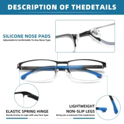 Men Blue light blocking Reading Glasses Lightweight Metal Frame Reduce Fatigue Computcer Readers HD Lens Presbyopia Eyewear