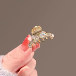 Shiny Crystal Rhinestone Bow Tie Hair Clip Small Women's Exquisite Side Clip Metal Cute Top Clip