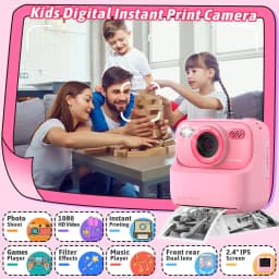 AMORUS Kids Camera Instant 1080P HD Dual Lens Selfie Digital Camera for Girls Boys Christmas Birthday Gifts Toys With 32G Print