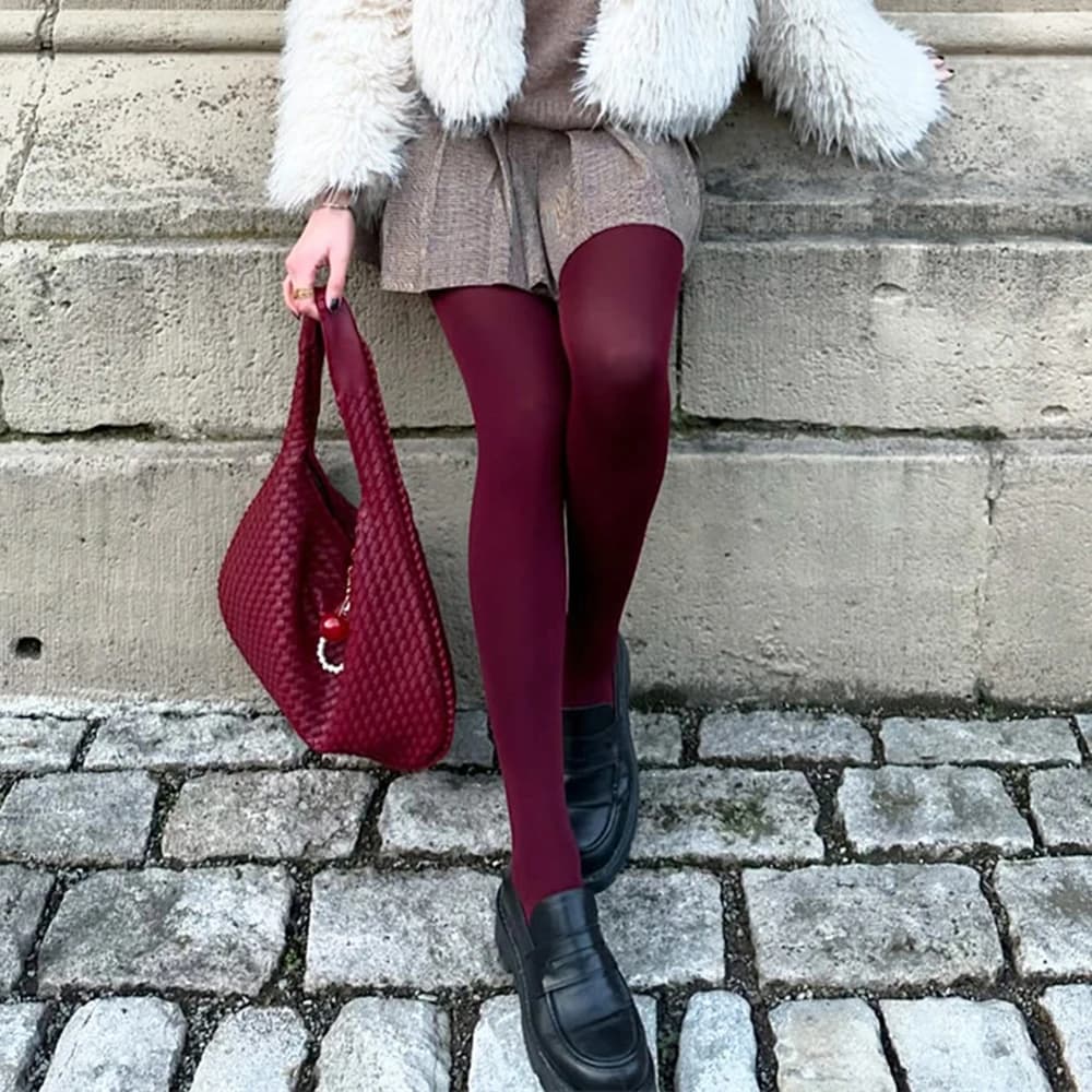 Talenza Women's Tights Slim Stockings Pantyhose Super Elastic Large Size Leggings Red Women's Sexy Tights Spring Autumn Winter