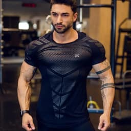 2026 Men Running Sports T-Shirt Training Quick Dry Tight Short Sleeves Shirt Bodybuilding Compress Fitness Tee Tops Men Clothing