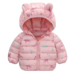 Boys Girls Lightweight Down Jacket Baby Hooded Zipper Coats Autumn Winter Warm Outerwear 0-5 Years Kids Christmas Birthday Gift