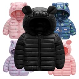 Boys Girls Lightweight Down Jacket Baby Hooded Zipper Coats Autumn Winter Warm Outerwear 0-5 Years Kids Christmas Birthday Gift