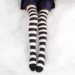 Pink/Blue/Black Lolita Striped Stockings For Women Lovely School Girls Knee High Long Stockings Cosplay Anime Student Socks