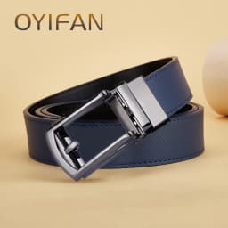 Fashion Business Men's Belt Automatic Buckle Belt Genuine Leather Belt High Quality Men's Genuine Leather Belt navy blue Belt