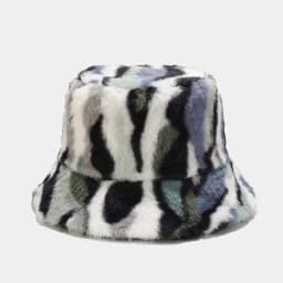 Autumn Winter Panama Hat Women Faux Fur Zebra Print Plush Velvet Warm Fisherman Cap Female Bucket Hats Skullies & Beanies Caps