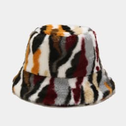 Autumn Winter Panama Hat Women Faux Fur Zebra Print Plush Velvet Warm Fisherman Cap Female Bucket Hats Skullies & Beanies Caps