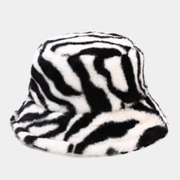 Autumn Winter Panama Hat Women Faux Fur Zebra Print Plush Velvet Warm Fisherman Cap Female Bucket Hats Skullies & Beanies Caps
