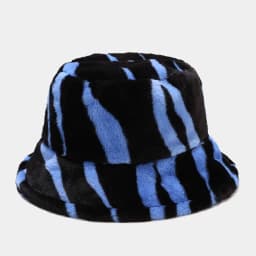 Autumn Winter Panama Hat Women Faux Fur Zebra Print Plush Velvet Warm Fisherman Cap Female Bucket Hats Skullies & Beanies Caps