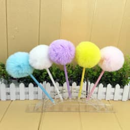 1/5Pcs Hairy Ball Ballpoint Pen,7Colors Holiday Gift,Office Student Writing Stationery P-2019
