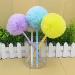 1/5Pcs Hairy Ball Ballpoint Pen,7Colors Holiday Gift,Office Student Writing Stationery P-2019