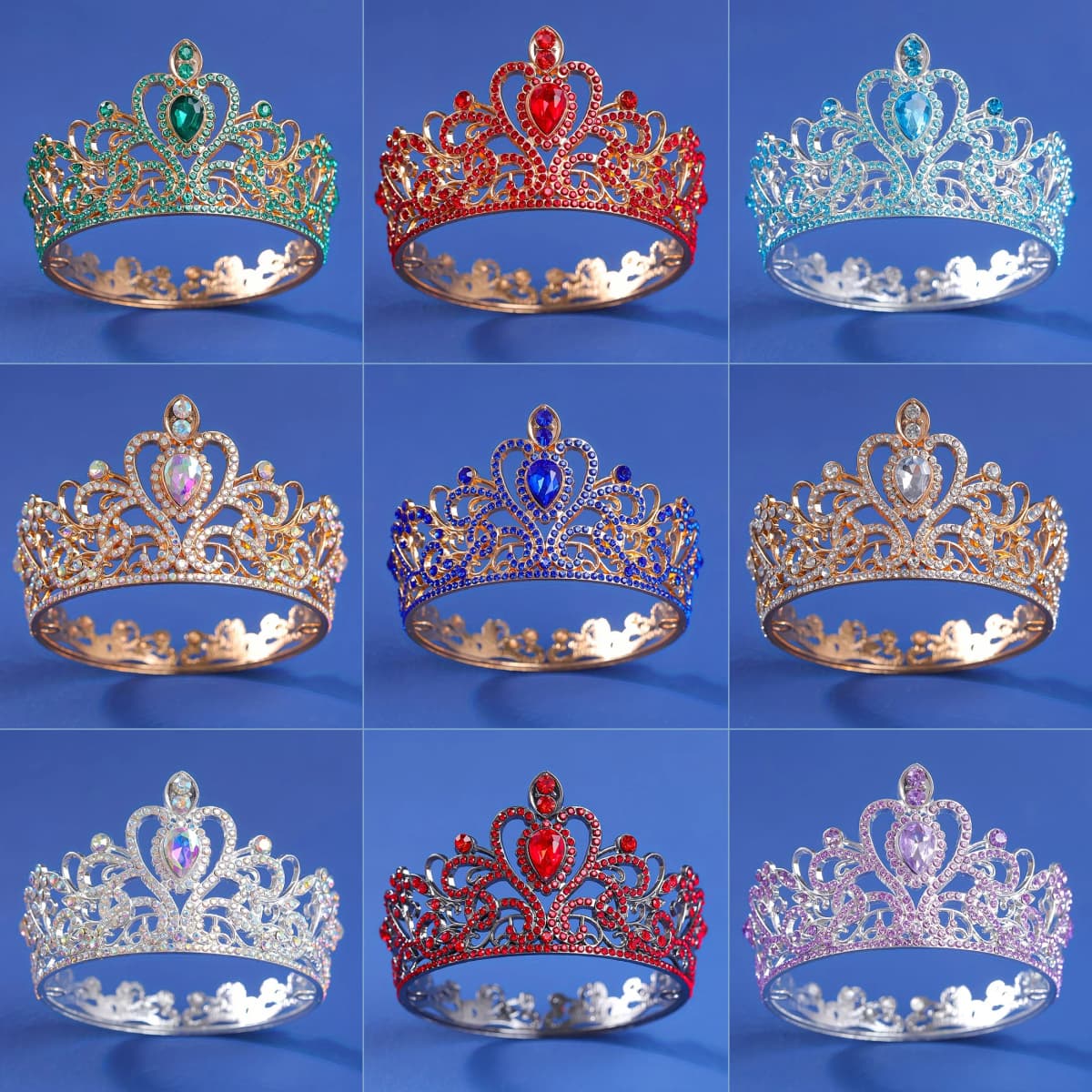 Baroque Round Diadem Royal Queen King Tiaras and Crowns Bridal Wedding Dress Crown Jewelry Accessories