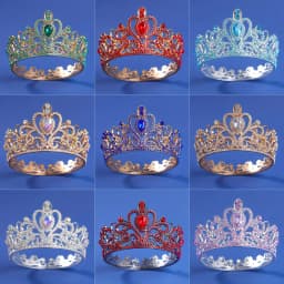 Baroque Round Diadem Royal Queen King Tiaras and Crowns Bridal Wedding Dress Crown Jewelry Accessories