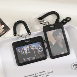 Black Style 3 inch Card Holder Kpop Photocard Holder Photo Card Holder Bag Pendant School Stationery