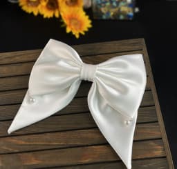 Satin Bowknot Hair Clips For Women Pearl Large Bow Barrettes Hairpins Hair Accessories Party Prom Wedding Hairclip Headdress