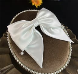 Satin Bowknot Hair Clips For Women Pearl Large Bow Barrettes Hairpins Hair Accessories Party Prom Wedding Hairclip Headdress
