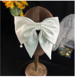 Satin Bowknot Hair Clips For Women Pearl Large Bow Barrettes Hairpins Hair Accessories Party Prom Wedding Hairclip Headdress