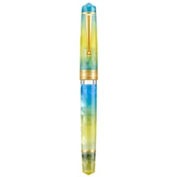 Asvine P20 Piston Fountain Pen EF/F/M/1.1 Nib, Purple / Blue Yellow Acrylic Patterns Golden Clip Smooth Writing Office Pen