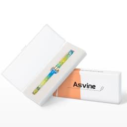 Asvine P20 Piston Fountain Pen EF/F/M/1.1 Nib, Purple / Blue Yellow Acrylic Patterns Golden Clip Smooth Writing Office Pen