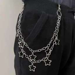 1pc Star Double Layer Waist Chain Mens Decorative Pant Chain Jeans Trouser Chains Hip Hop Rock Chain Punk Retro Belt Chain