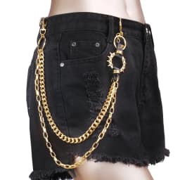 1pc Star Double Layer Waist Chain Mens Decorative Pant Chain Jeans Trouser Chains Hip Hop Rock Chain Punk Retro Belt Chain