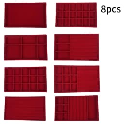 1 Set, (Including 8PCS) Flocking Jewelry Box Jewelry Tray