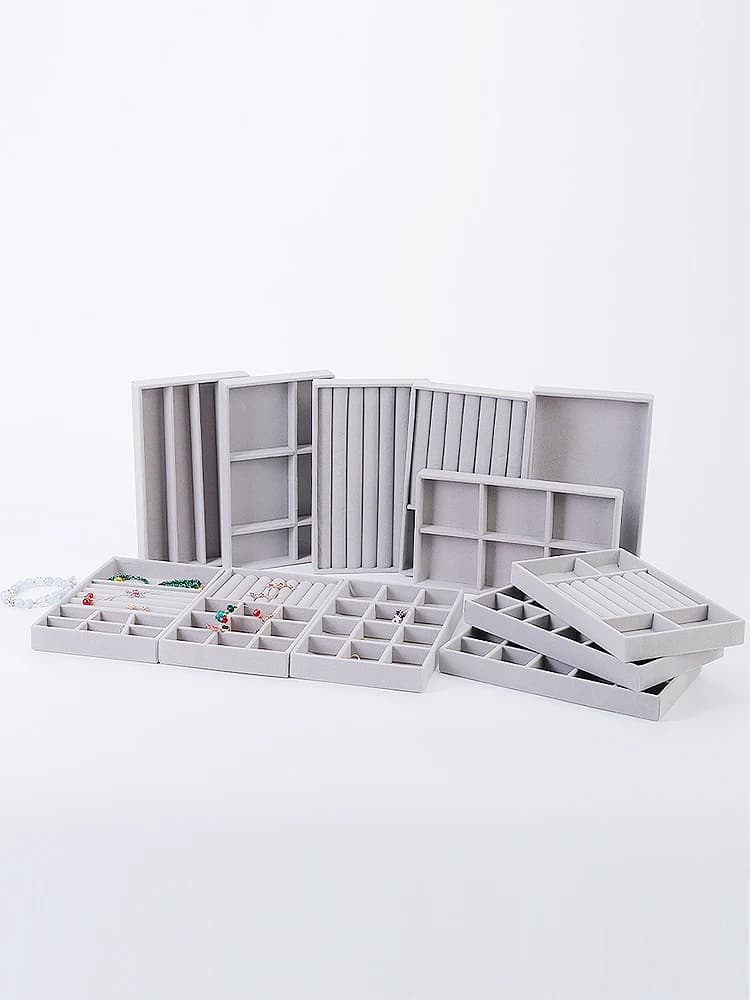 1 Set, (Including 8PCS) Flocking Jewelry Box Jewelry Tray