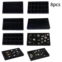 1 Set, (Including 8PCS) Flocking Jewelry Box Jewelry Tray