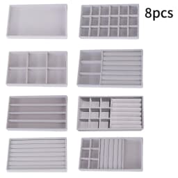 1 Set, (Including 8PCS) Flocking Jewelry Box Jewelry Tray