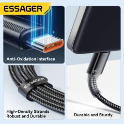 Essager 7A USB Type C Cable For Realme Huawei P40 Pro 100W Fast Charging Wire USB-C Charger Data Cord For Samsung Xiaomi Poco F3