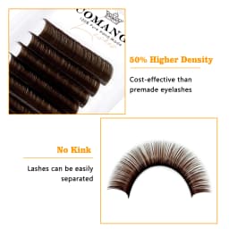 CoMango Dark Brown Easy fan Eyelash Extension C/D Curl Mix 8-14mm Individual Ombre Eyelash Lashes High Quality Colorful Blooming