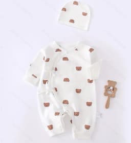 All Seasons Cute Infant Newborn Baby Romper Baby Boy Girl Cartoon Bear Cotton Jumpsuit with Hat
