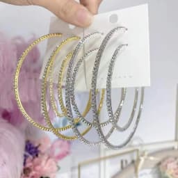 30-80mm Big Hoop Earrings For Women Girls Circle Crystal Rhinestone Earrings Black Gold Silver Color Round Earings Party Gift