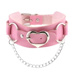 DIEZI Trendy Punk Pink Lace Leather Choker Necklace For Women Men Torques Harajuku Gothic Cirle Heart Pendant Necklace Jewelry