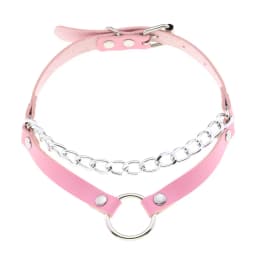 DIEZI Trendy Punk Pink Lace Leather Choker Necklace For Women Men Torques Harajuku Gothic Cirle Heart Pendant Necklace Jewelry