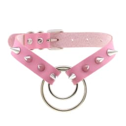 DIEZI Trendy Punk Pink Lace Leather Choker Necklace For Women Men Torques Harajuku Gothic Cirle Heart Pendant Necklace Jewelry
