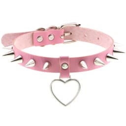 DIEZI Trendy Punk Pink Lace Leather Choker Necklace For Women Men Torques Harajuku Gothic Cirle Heart Pendant Necklace Jewelry
