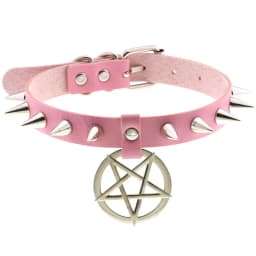 DIEZI Trendy Punk Pink Lace Leather Choker Necklace For Women Men Torques Harajuku Gothic Cirle Heart Pendant Necklace Jewelry