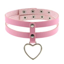 DIEZI Trendy Punk Pink Lace Leather Choker Necklace For Women Men Torques Harajuku Gothic Cirle Heart Pendant Necklace Jewelry