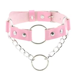 DIEZI Trendy Punk Pink Lace Leather Choker Necklace For Women Men Torques Harajuku Gothic Cirle Heart Pendant Necklace Jewelry