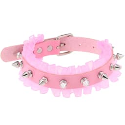 DIEZI Trendy Punk Pink Lace Leather Choker Necklace For Women Men Torques Harajuku Gothic Cirle Heart Pendant Necklace Jewelry