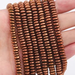 3/4/6/8mm Natural Hematite Beads Plating Flat Round Disk Loose Spacer Beads for Earring Necklace Bracelet DIY Jewelry Making 15"