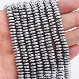 3/4/6/8mm Natural Hematite Beads Plating Flat Round Disk Loose Spacer Beads for Earring Necklace Bracelet DIY Jewelry Making 15"