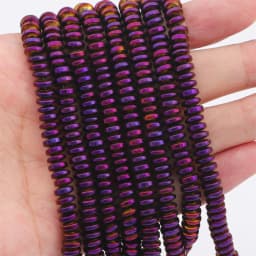 3/4/6/8mm Natural Hematite Beads Plating Flat Round Disk Loose Spacer Beads for Earring Necklace Bracelet DIY Jewelry Making 15"