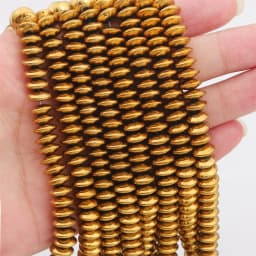 3/4/6/8mm Natural Hematite Beads Plating Flat Round Disk Loose Spacer Beads for Earring Necklace Bracelet DIY Jewelry Making 15"