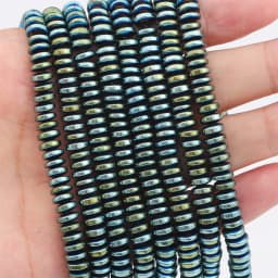 3/4/6/8mm Natural Hematite Beads Plating Flat Round Disk Loose Spacer Beads for Earring Necklace Bracelet DIY Jewelry Making 15"
