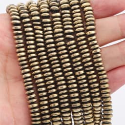 3/4/6/8mm Natural Hematite Beads Plating Flat Round Disk Loose Spacer Beads for Earring Necklace Bracelet DIY Jewelry Making 15"