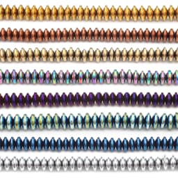 3/4/6/8mm Natural Hematite Beads Plating Flat Round Disk Loose Spacer Beads for Earring Necklace Bracelet DIY Jewelry Making 15"