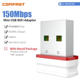 Comfast 150Mbps USB WiFi Adapter 2.4GHz Internet Card Drive Free LAN Wi-Fi Receiver Key Dongle Antenna Para PC Win 7 8 10 11
